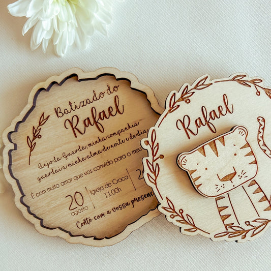 Conjunto Convite e Lembrança de Batizado – Modelo Tigre