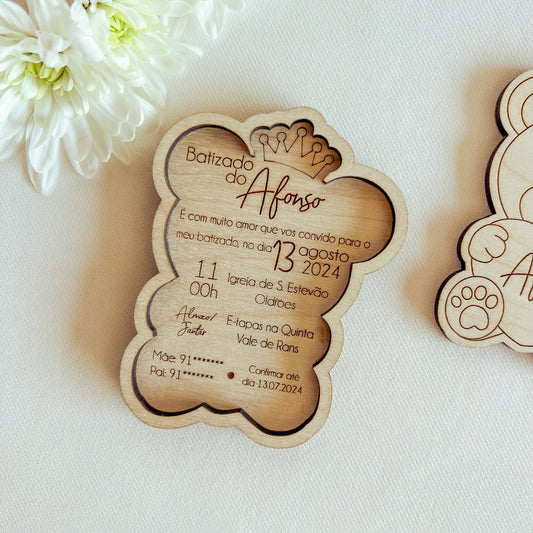 Conjunto Convite e Lembrança de Batizado – Modelo Ursinho