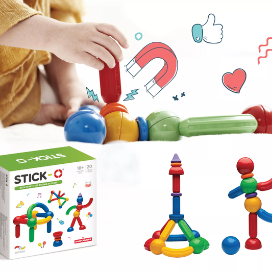Stick-O – 20 Peças | Constrói até 36 Modelos com Peças Magnéticas