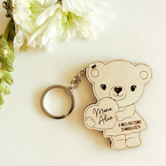 Porta-Chaves Ursinho e Ursinha – Lembrança Personalizada para Batizado
