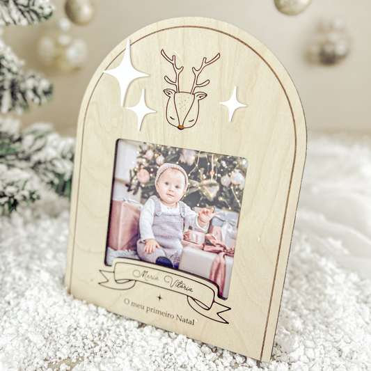 Moldura topo Redondo | Primeiro Natal do Bebé 10x10cm