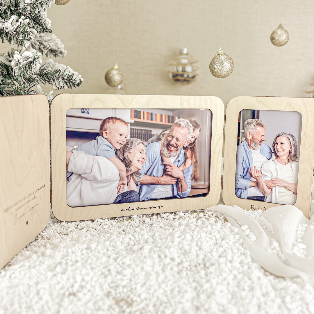 Moldura Livro Dupla Bétula – Prenda Natal Personalizada Avós