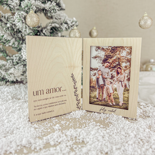 Moldura Livro em Bétula – Prenda de Natal Personalizada 10x15cm