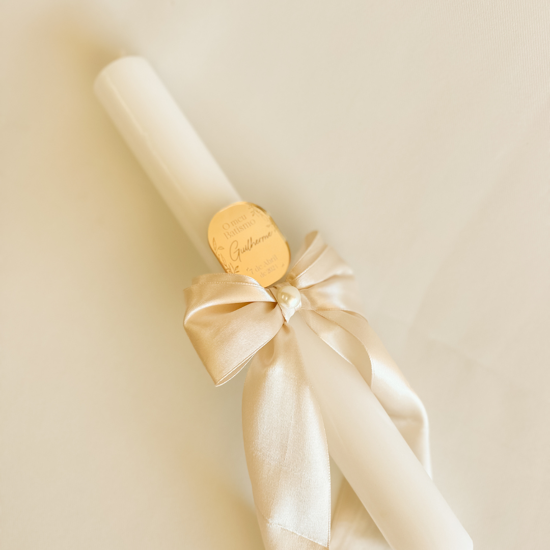 Conjunto de Batizado com Vela Personalizada, Concha e Toalha