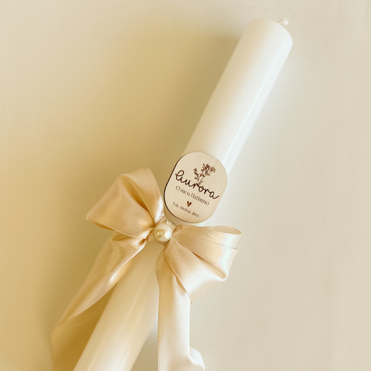Vela de Batizado Personalizada com Nome e Data - Dourado