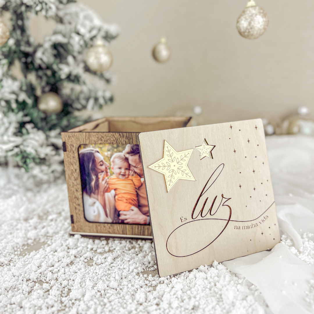 Cubo Fotográfico com Estrelas Douradas (12x12cm)