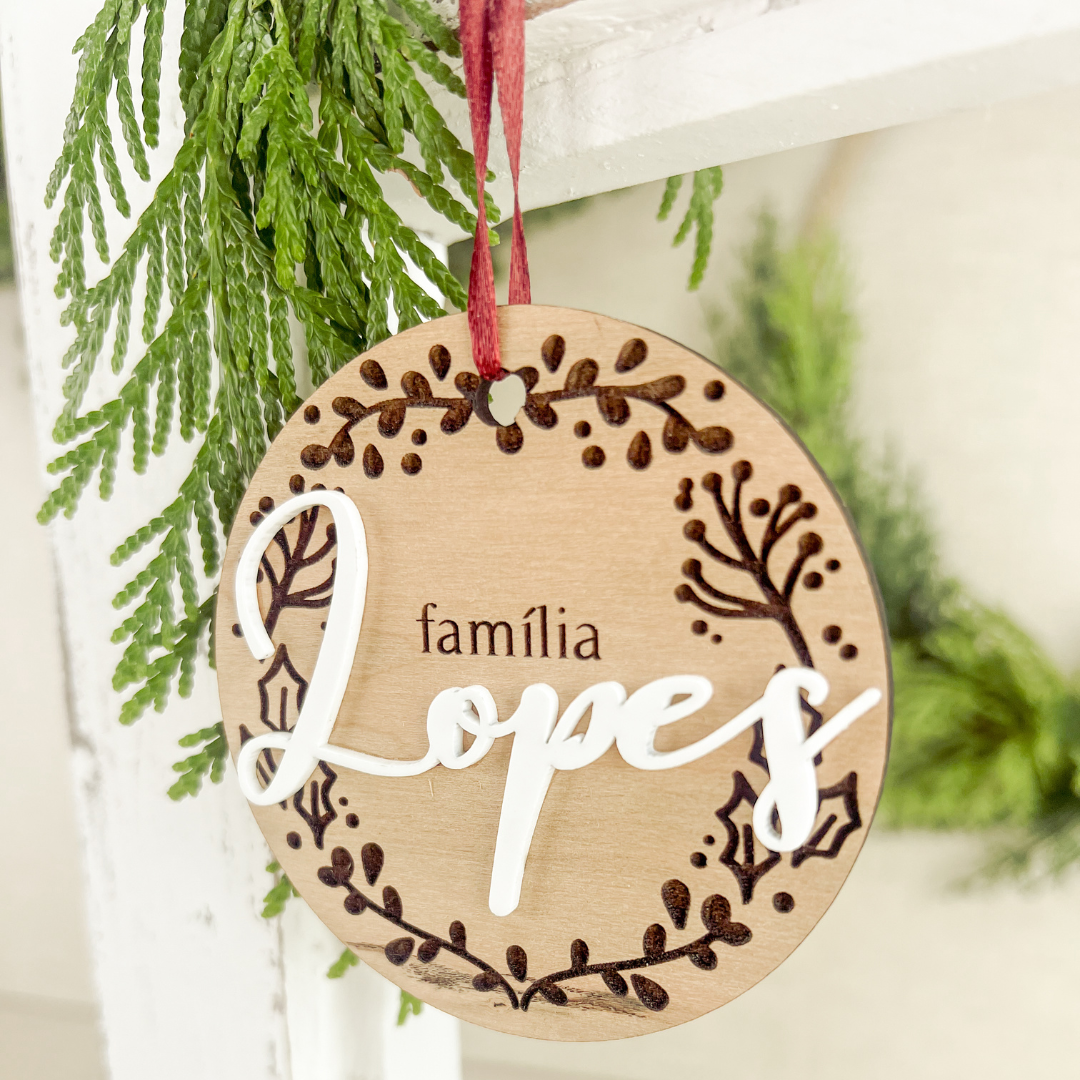 Ornamento Família Personalizado em Cerejeira
