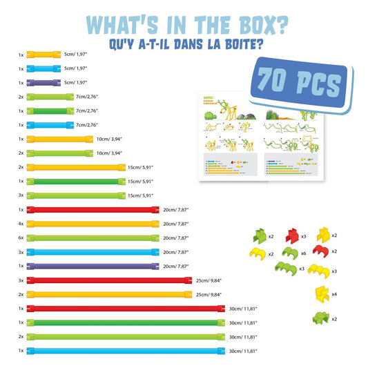 Spaghetteez – Conjunto 70 Peças | Varetas Flexíveis para Construções Criativas