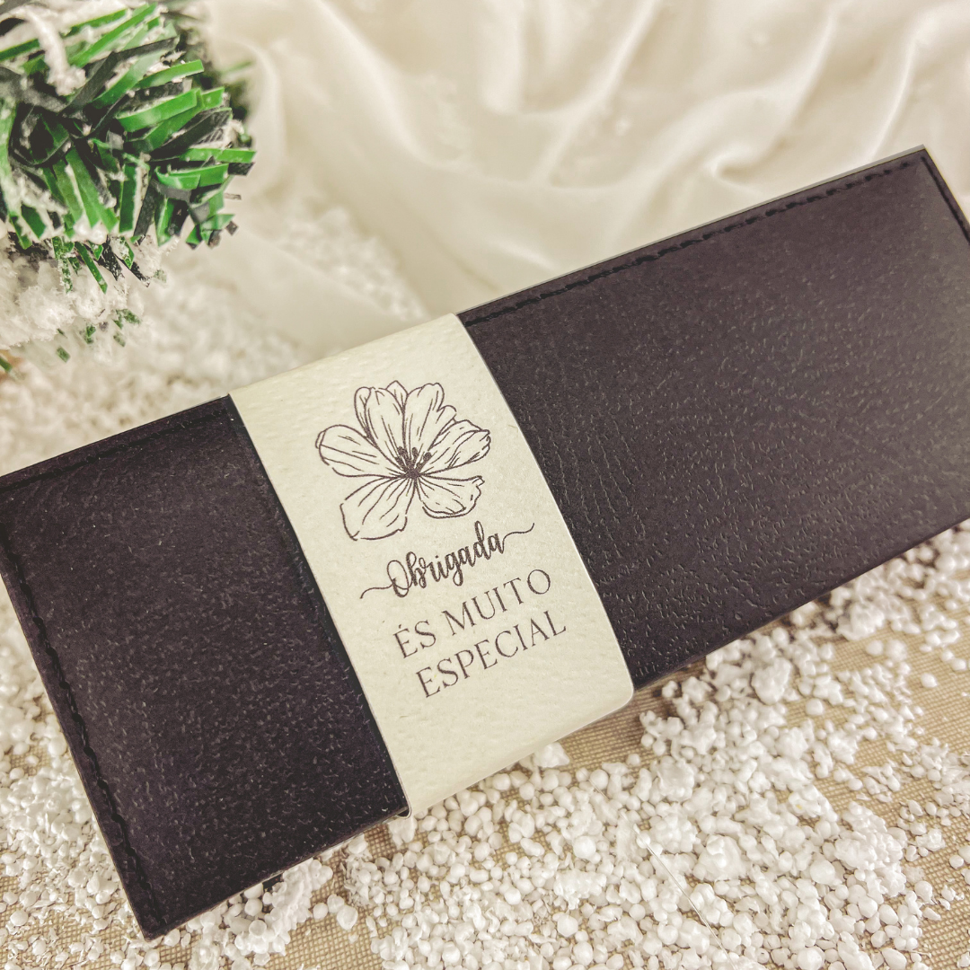 Caixa em Couro com 2 Canetas Personalizadas