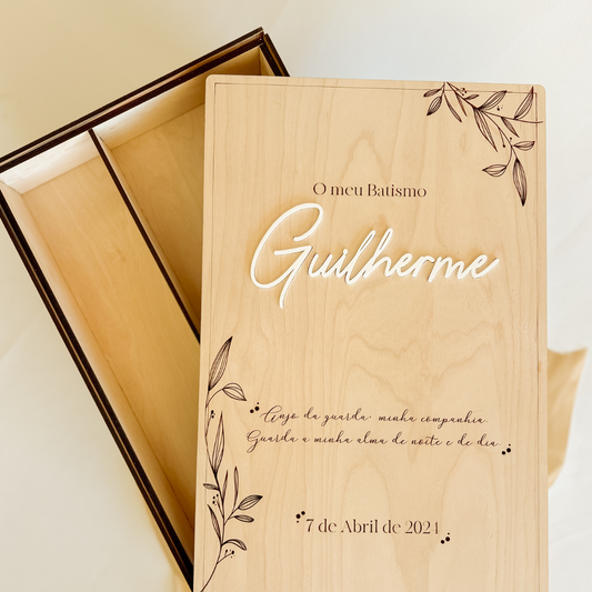 Caixa Personalizada de Recordação de Batizado com Divisória para Roupa