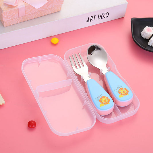 Kit Garfo e Colher em Inox com Estojo – Pega Antiderrapante