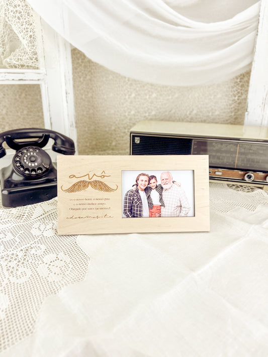 Moldura Cantos Retos em Madeira de Bétula para Avó ou Avô