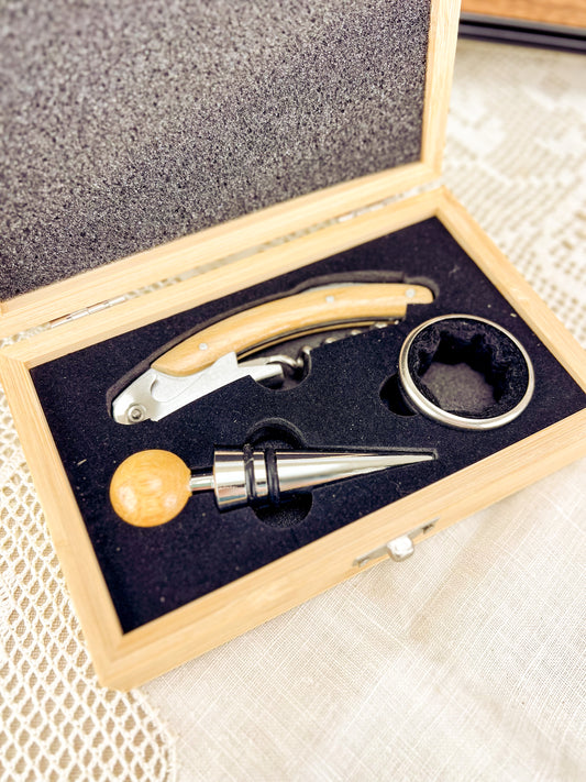 Set de Vinho em Bambu para Avô