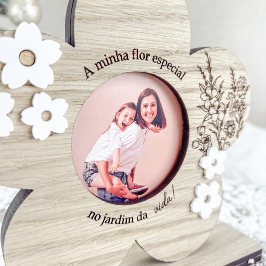 Moldura Flor em Carvalho 6x6cm | Prenda Delicada