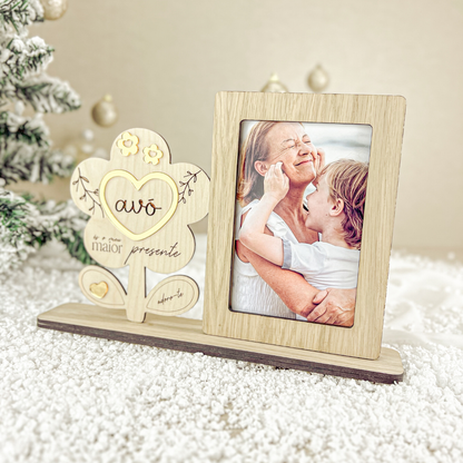 Moldura Flor Dourada – Prenda Natal Avó Personalizada