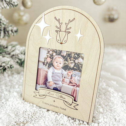 Moldura topo Redondo | Primeiro Natal do Bebé 10x10cm