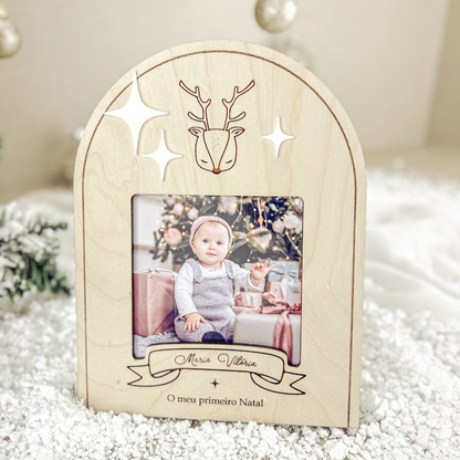 Moldura topo Redondo | Primeiro Natal do Bebé 10x10cm