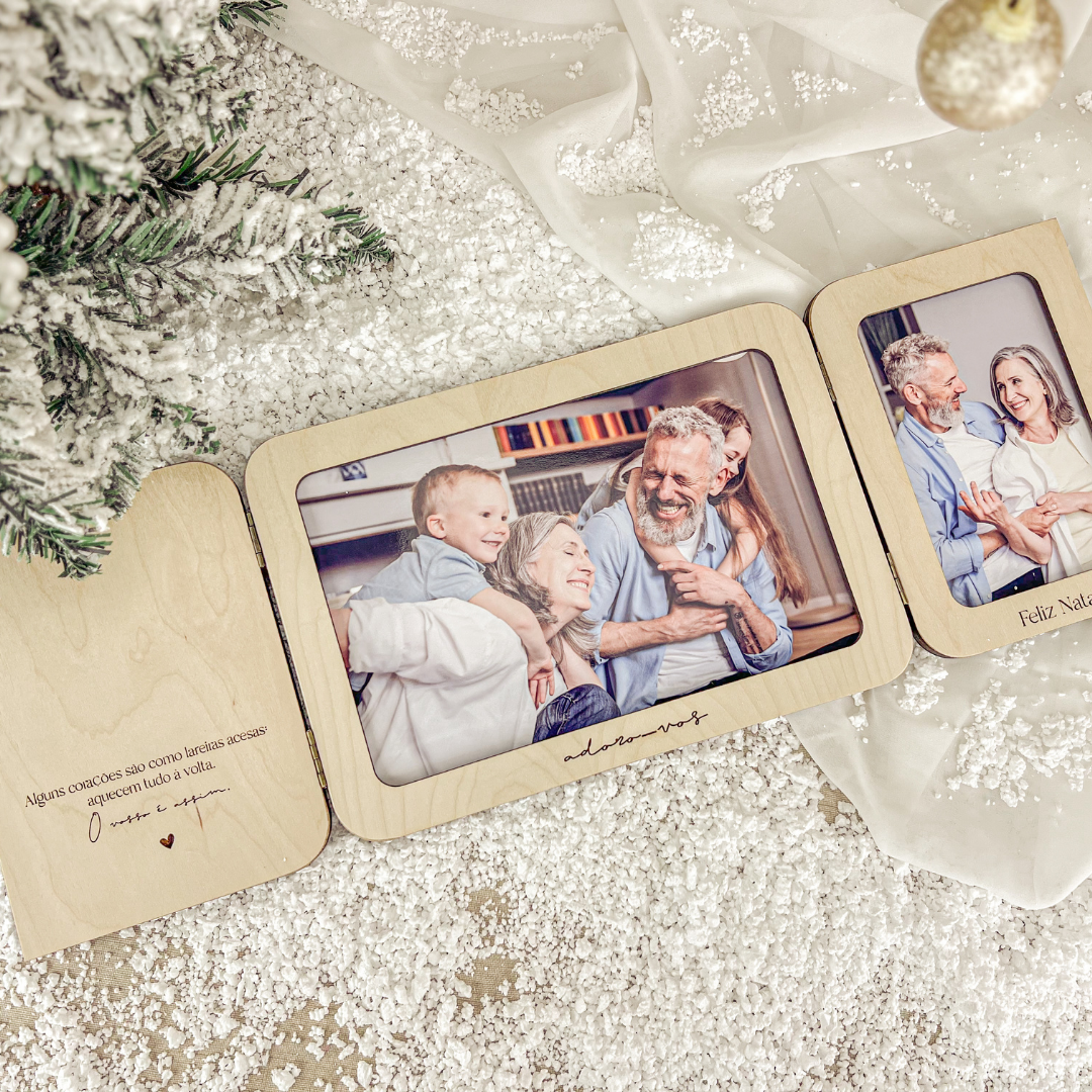 Moldura Livro Dupla Bétula – Prenda Natal Personalizada Avós
