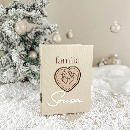 Moldura Livro em Bétula – Prenda de Natal Personalizada 10x15cm