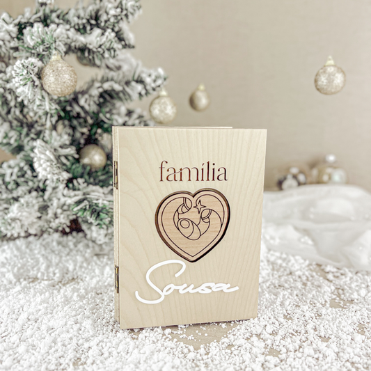 Moldura Livro em Bétula – Prenda de Natal Personalizada 10x15cm