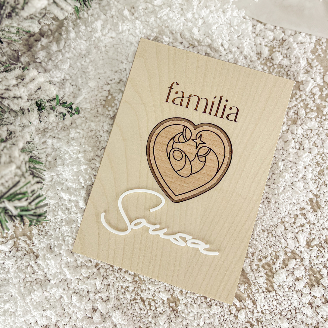 Moldura Livro em Bétula – Prenda de Natal Personalizada 10x15cm