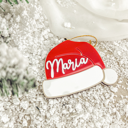 Ornamento Gorro de Natal com Nome (9x7,5cm)