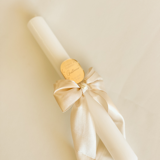 Vela de Batizado Personalizada com Nome e Data - Dourado