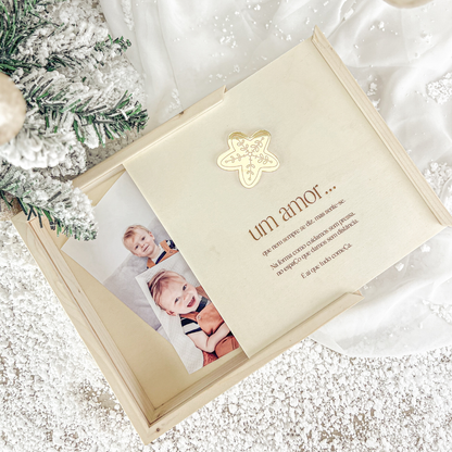 Caixa com Tampa de Correr e Estrela Dourada