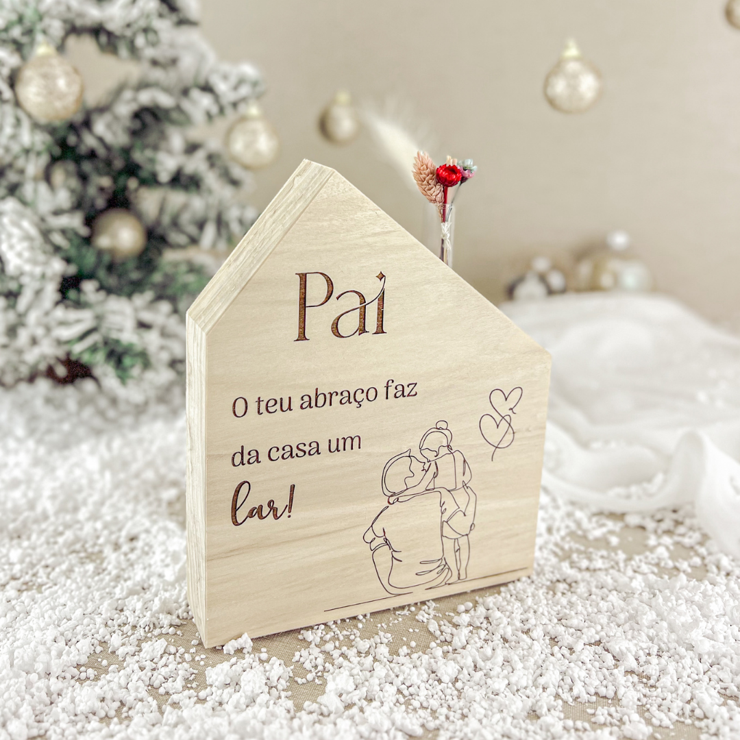 Bloco Casa “Pai” com Frasco e Flores (15x18cm)