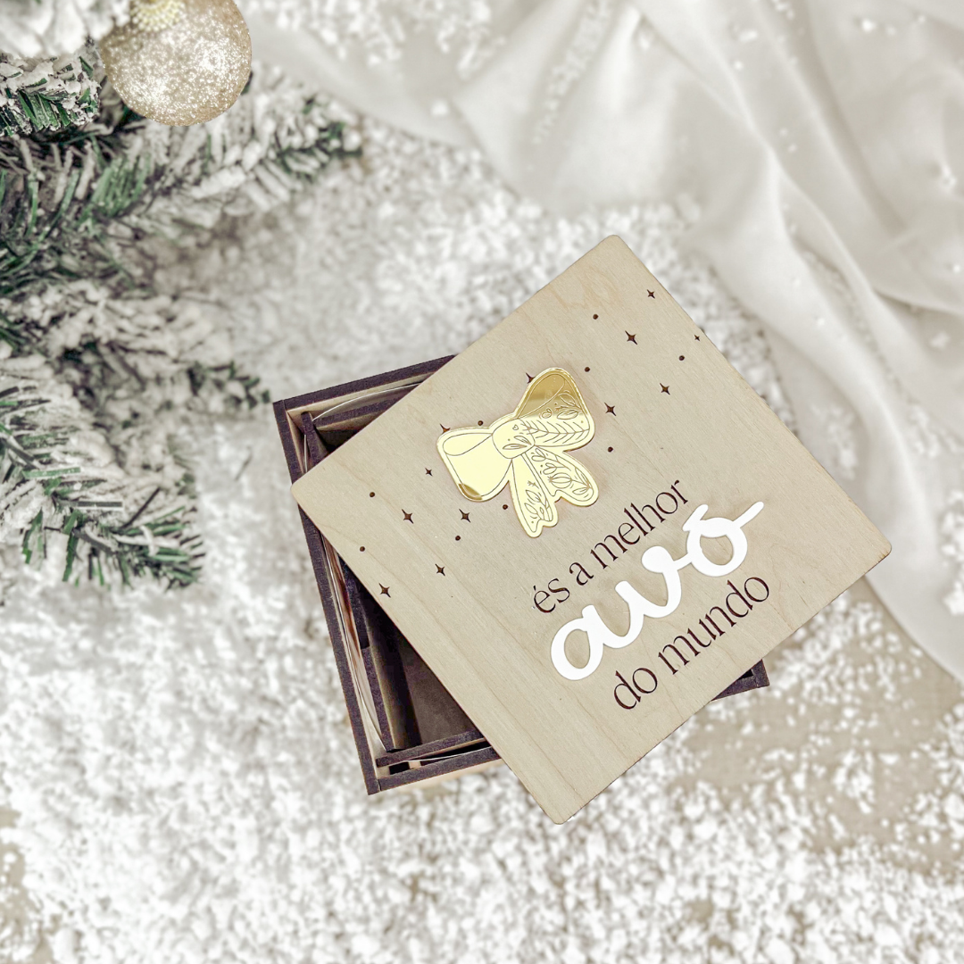 Cubo Fotográfico “Avó” com Laço Dourado (12x12cm)