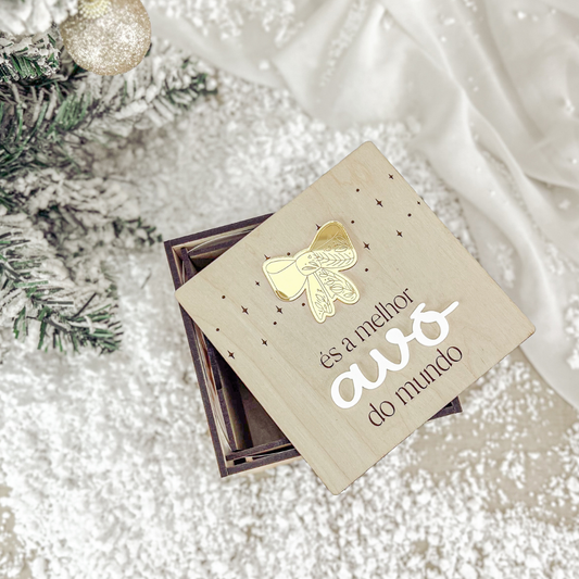 Cubo Fotográfico “Avó” com Laço Dourado (12x12cm)