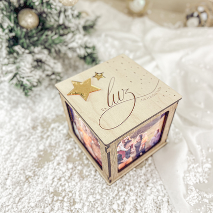 Cubo Fotográfico com Estrelas Douradas (12x12cm)