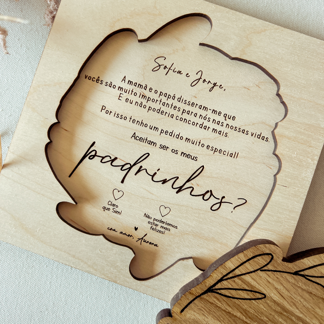 Convite Personalizado para Padrinhos de Batizado - Encaixe