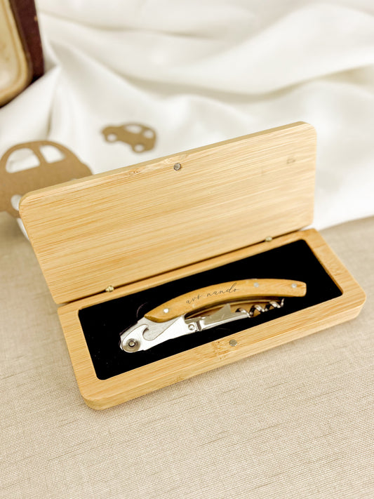 Saca-Rolhas com Caixa Personalizado com Mensagem para o Dia do Pai