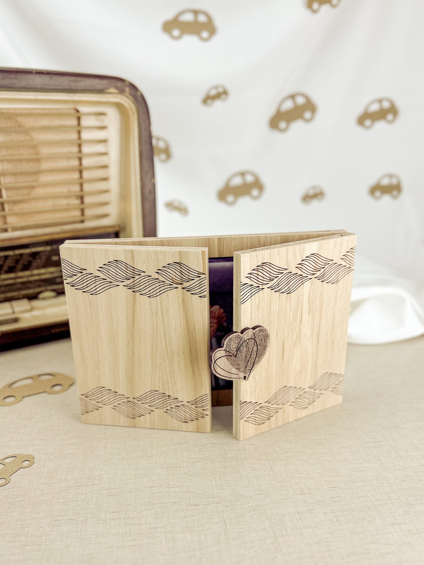 Moldura Livro Dupla Personalizada com Duas Fotografias para o Dia do Pai