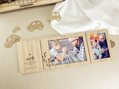 Moldura Livro Dupla Personalizada com Duas Fotografias para o Dia do Pai