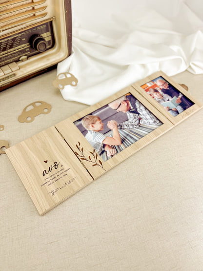 Moldura Livro Dupla Personalizada com Duas Fotografias para o Dia do Pai