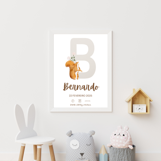 Quadro de Nascimento Personalizado – Abecedário com Inicial do Bebé