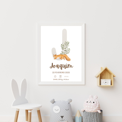 Quadro de Nascimento Personalizado – Abecedário com Inicial do Bebé