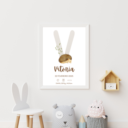 Quadro de Nascimento Personalizado – Abecedário com Inicial do Bebé