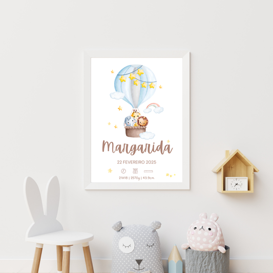 Quadro de Nascimento Personalizado – Balão de Ar Quente