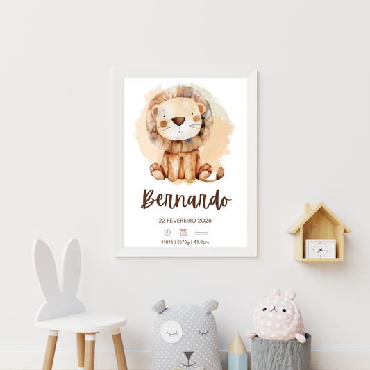 Quadro de Nascimento Personalizado – Leão